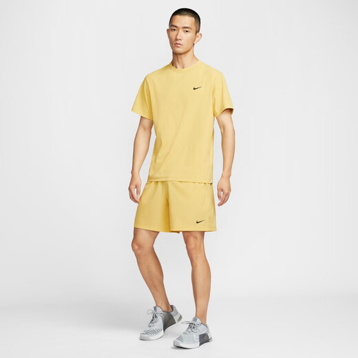 Nike men's fitness yoga shorts (without underpants) weight training quick-drying woven NIKE FORM DV9858 700 Saturn Gold/Black L