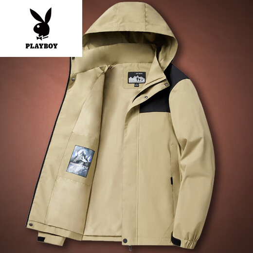 Playboy (PLAYBOY) Spring Casual Handsome Jacket Men's Spring and Autumn Style Large Size Loose Jacket Top Men's Contrasting Jacket Trendy 6187 Military Green 5XL Suitable for Weight 196-220Jin [Jin equals 0.5 kg]