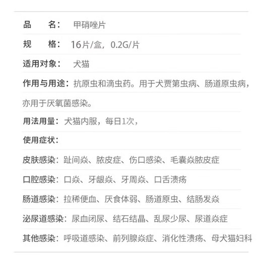 SF Express shipped Ripura Changning Metronidazole Cat and Dog Trichomonas Bloody Stool Oral Ulceritis Anaerobic Bacteria Infection Giardia Nitroplex 1 Box Ripura Changning 2 Boards