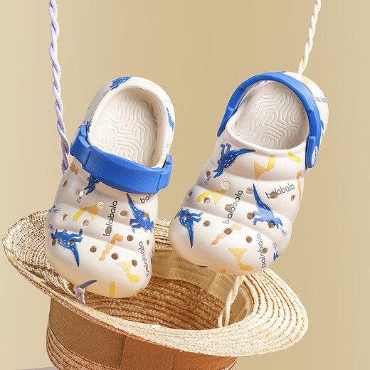 Balabala children's clogs lightweight non-slip sandals boys and girls shoes new summer trend white blue tone 30