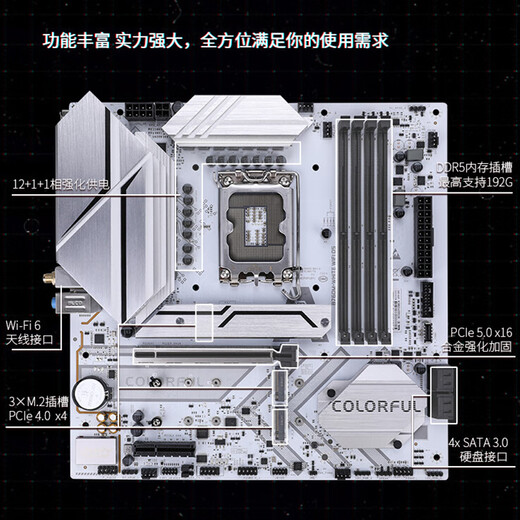 Colorful Intel Z790 with Core 12th/14th generation i7 12700KF/14700KF CPU motherboard set B760M-WHITE WIFI D5 Cold Steel 12th generation丨i7 12700K 12 cores 20 threads
