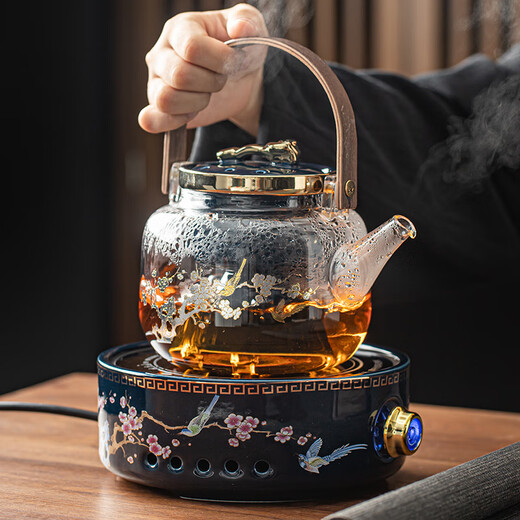 Miaopule high-end electric ceramic stove for tea making around the stove, glass tea making kettle, tea set, fully automatic for home use - square stove set - Jiqing Electrical appliances have a one-year warranty