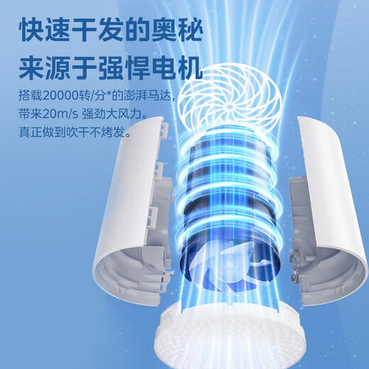 Midea 50 Million Negative Ion Protection Hair Dryer Student Hair Dryer Folding Portable Hair Dryer FZ105 Blue 800W Dormitory Use National Subsidy Holiday/Birthday Gift