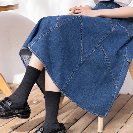 Retro flower bud denim skirt for women 25 summer new style college style skirt DDS2BD5920 B59 denim blue M