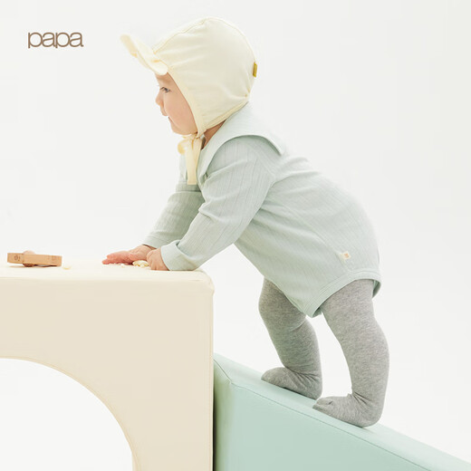 Papa climbing spring and autumn male and female baby pantyhose baby body stockings girls leggings pantyhose outer wear 0-3 years old off-white 3-8 months 66cm