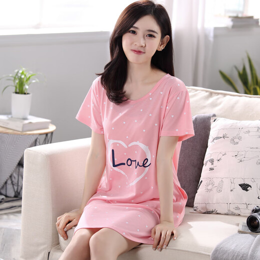 SONDR睡裙女款夏季短袖2025新款家居服网红女士夏天夏款过膝睡衣裙 C1105 XL 女3码（155-175f