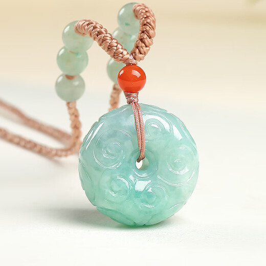 Returning to the 11.11 Carnival with Heart Ginseng Jade A-grade jadeite safety buckle pendant with double-sided engraved pattern donut jade pendant