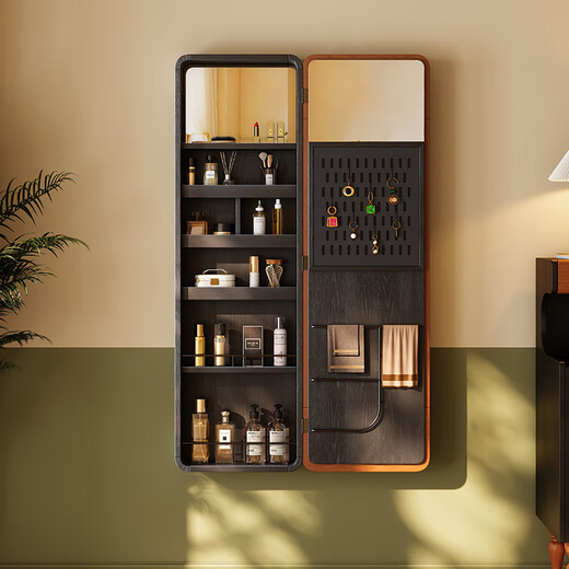 Bogao Yimu dressing mirror bedroom antique style solid wood full-length mirror wall-mounted cosmetic mirror jewelry storage cabinet mirror cabinet original design Norwegian forest long mirror cabinet FAS grade ash wood