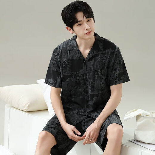 莫代尔2025年新款睡衣男士夏季短袖短裤家居服男款夏天薄款休闲大码套装 6627男款 M 标准(高165\100斤)