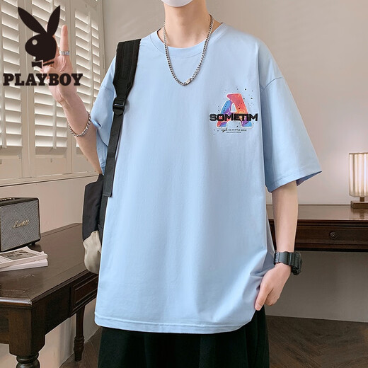 Playboy (Playboy) Briefe Drucken kurzärmeligster Männer Sommerrotatorenhülle Lose T-Shirt halbärmelige Herren-Top-Teenagerin White-Vielseitigkeit T-Shirt T W733 Weiß M etwa 85 ~ 110jin [Jin gleich 0,5 kg] kann getragen werden