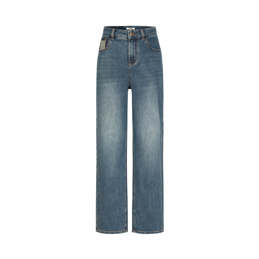 Jiuzi (JUZUI) shopping mall same retro Japanese micro wide-leg jeans women's summer style JWEX12108 Huahu Blue M