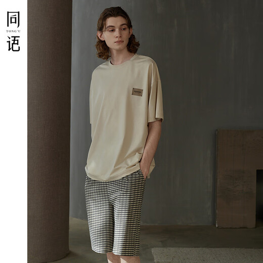 同语情侣睡衣新款凉感棉家居服短袖短裤一男一女士春夏可外穿套装 男士-Z3895 M 170(L)(身高165-175c体重110-