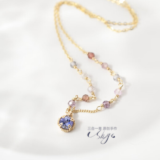 Guran December birthstone natural tanzanite gift American 14K gold-filled simple and elegant necklace clavicle chain neck chain customized about 43cm