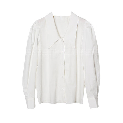 Plain brocade long-sleeved white shirt women's white shirt spring and summer high-end professional formal wear interview student commuter style white shirt lapel long-sleeved shirt white L recommended weight 110-130Jin Jin equals 0.5 kg