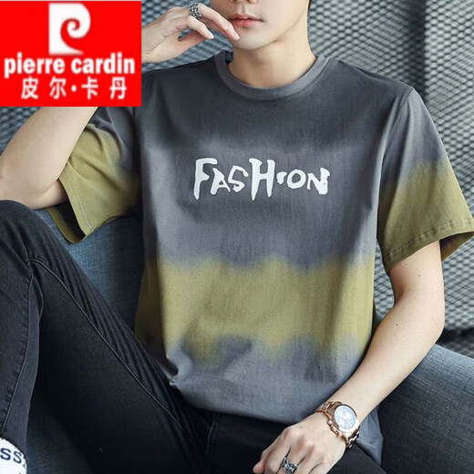 皮尔卡丹（pierre cardin）男士短袖t恤纯棉2025新款半袖体恤衫宽松潮流夏季男装上衣服 Z829灰色 M 【建议90-115斤】