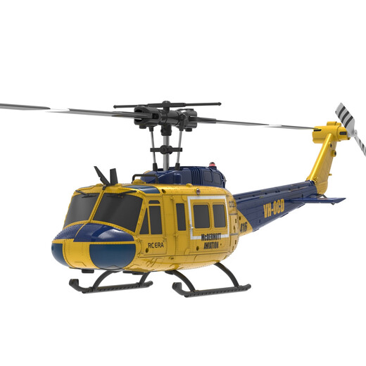 Rhsky Fernbedienung bewaffnet wie echter Huey UH1 Hubschrauber Sechs-Kanal-Stunt-Modell Flugzeugdrohne simulierte Kinderspielzeug Militärgrün-Hai-Mund mit Waffenbügel spielen drei Batterien + Shunfeng