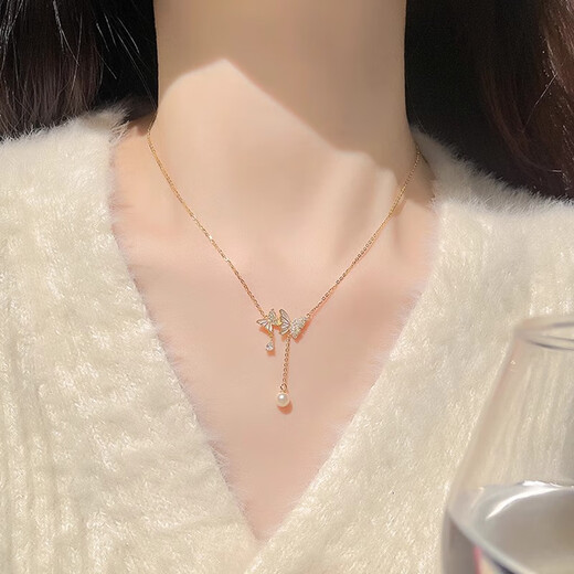 
Qiuyu S999 sterling silver light and shadow butterfly necklace for women 2025 summer new clavicle chain for Chinese Valentine's Day gift for girlfriend [Bow gift box] light and shadow butterfly necklace