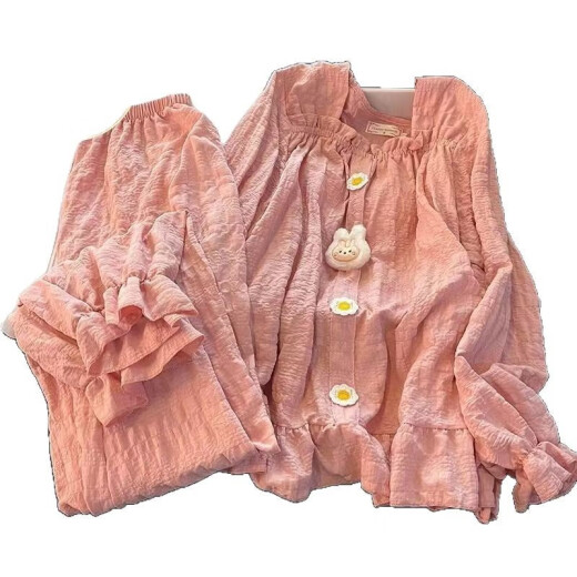 S.Sofea Brustkissen -Pyjamas für Frauen Yunduo Home Kleidung Langarm Dünne Stil Süßes und süßes 679 Aprikose Eine Größe kleiner Größe