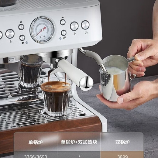 柏翠PE3899双锅炉意式全半自动咖啡机家用奶泡机研磨一体机小型机