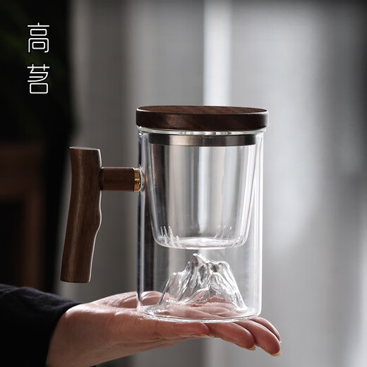 
Personal tea cup tea water separation men's tea cup glass Japanese style tea ceremony cup 9194 Hongya three-piece cup beech wood 450ML 200mL (inclusive)-400mL (inclusive)