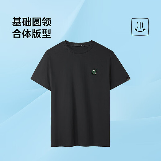 海澜之家（HLA）短袖T恤男女情侣装【蛇年发财】凉感短袖男夏季 黑色2C L 175/92A 推荐137~150斤
