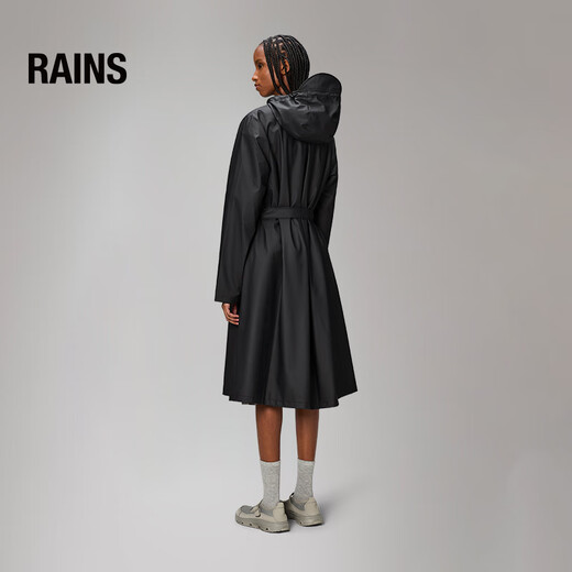 Rains春季长款夹克外套时尚风衣雨衣A-line Jacket Longer/12040 黑色 XS 160/76A （尺码偏大）