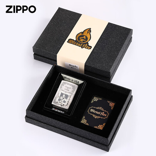 ZIPPO打火机zippo正版纯银天使与魔鬼复古男士煤油火机官方 纯银镜框镜中人-单机  DY9902TZ