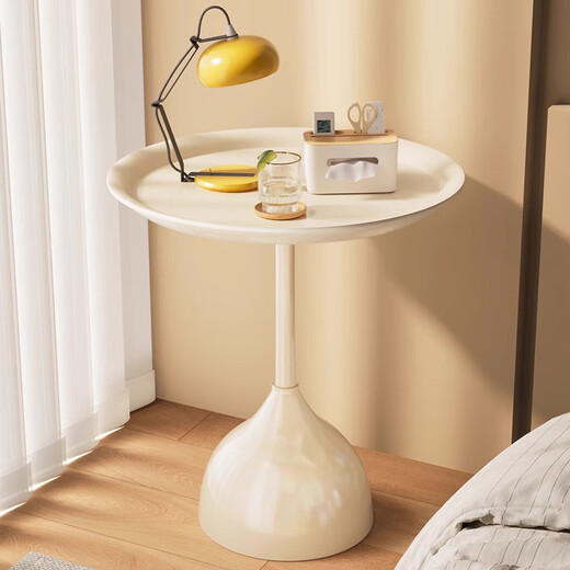 New appearance and side tables with movable small round tables for home coffee tables simple bedside storage tables internet celebrity small tables and bedside tables [high style] cream white