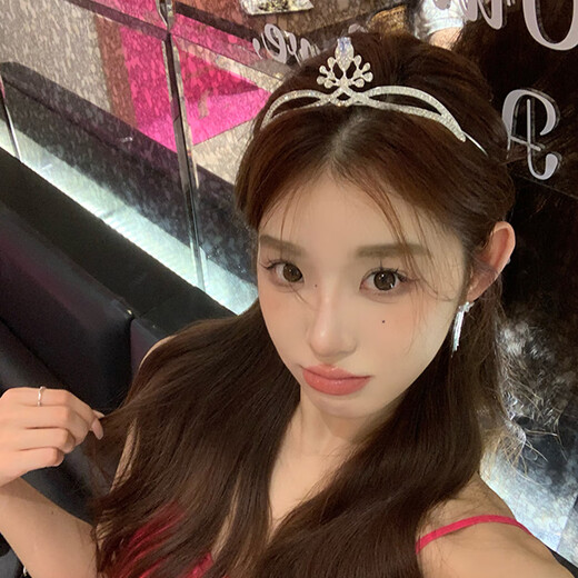 Bai Qixin crown tiara for birthday little princess student adult ceremony super fairy round 18-year-old crown bride wedding gift double ring crown