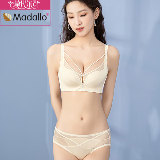 莫代尔黑色内衣女小胸聚拢性感一套装文胸无钢圈罩厚薄杯舒适蕾丝本命年 832套装黑色3排扣 75B 34