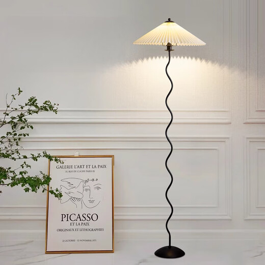 Lámpara de lámpara Sala de estar Sofá Lámpara de noche de dormitorio Insmant para la lámpara de la lámpara nórdica de lámpara vertical de lámpara vertical plisado Fuente de luz 1396-Black 5W-Tres Cambio de color