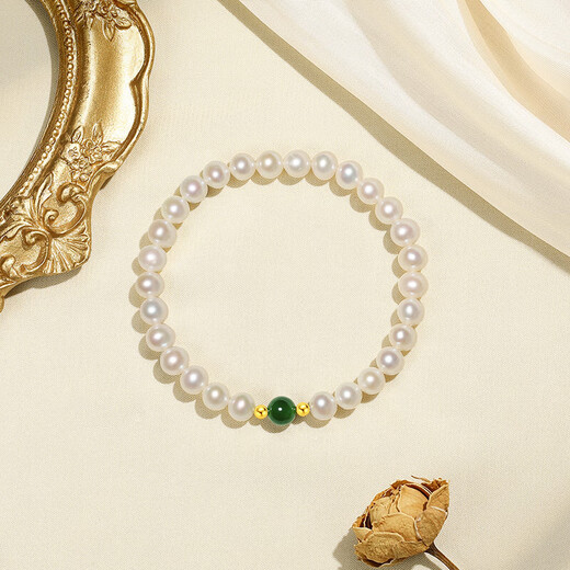 Chao Acer Qingyu Pearl Jasper S925 Silver Bracelet Women's Silver Jewelry Hand Accessories for Mother's Birthday Gift Women Pearl Approximately 5.5-6mm Chain Length Approximately 16cm (Elastic Cord)