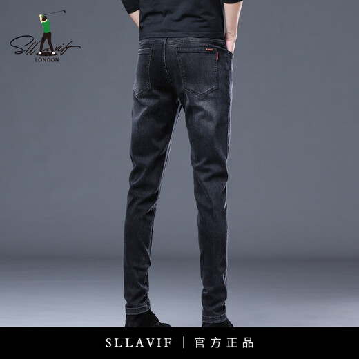 SALAVVA Black Black Black Small Foot Jeans masculin 2025 AUTOMNE NOUVEAU COULEUR STOUR STOUR STOUR STRAUT-1048 Black 28