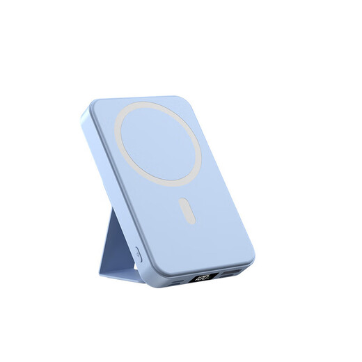 MAGSAFE Banque d'alimentation sans fil absorbant magnétique 10000mA Charge rapide Logo Alimentation mobile Alimentation mobile et manche YM-829 Charge rapide sans fil absorbant 10 W avec trois fils [bleu] 10000mA
