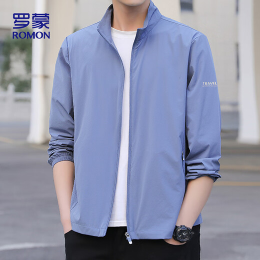 ROMON sun protection clothing men's new ice silk skin clothing outdoor fishing casual jacket tops men's ZH2368 haze blue 2XL