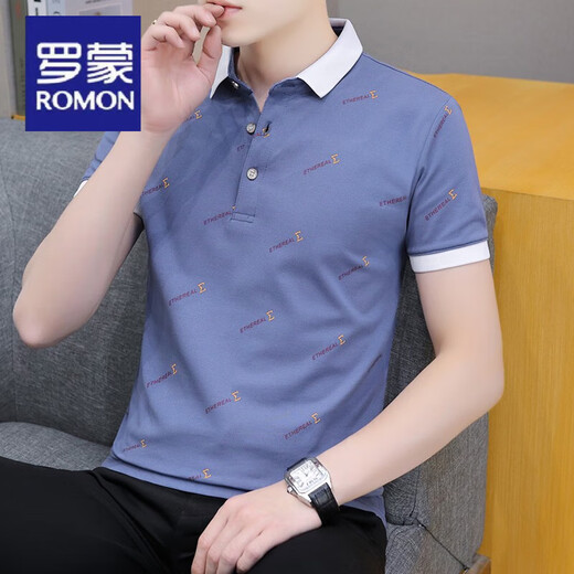 
ROMON (ROMON) 2025 new summer lapel men's short-sleeved T-shirt casual trendy brand POLO shirt men's collar half-sleeved ice silk white QY679 M