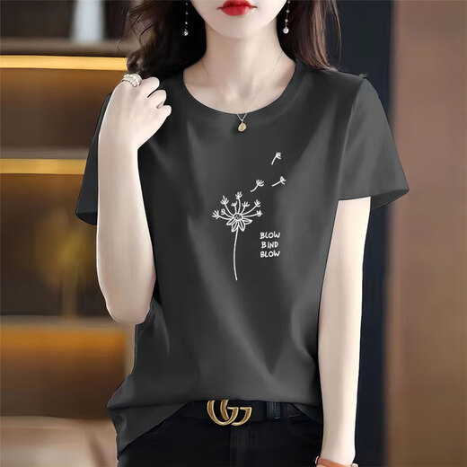 
Pierre cardin pure cotton short-sleeved T-shirt for women loose simple temperament age-reducing pink body. Shirt small shirt summer 2025 new top 6172 gray powder M 80-105Jin [Jin equals 0.5 kg]