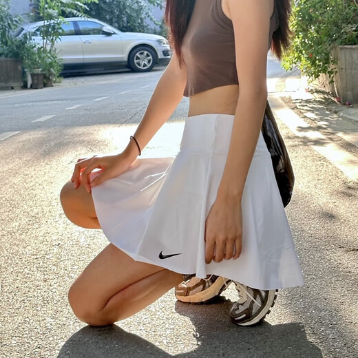 耐克（Nike）半身裙女裙夏季新款运动裙休闲舒适透气网球训练百褶裙子 DX1422-100白色 M
