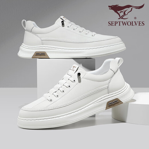 Siete zapatos para hombres de lobo para el verano nuevos zapatos blancos pequeños y versátiles versátiles para zapatos casuales transpirables para hombres para zapatos deportivos para hombres que mejoran para hombres para zapatos de moda para blancos 1047 40
