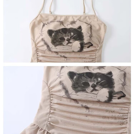 Lekali swimsuit for women, conservative one-piece hot spring swimsuit for women, covering flesh, belly, slimming, beach swimming equipment 2025 kitten suspender swimsuit + cover-up jacket 80-120Jin Jin is equal to 0.5 kg