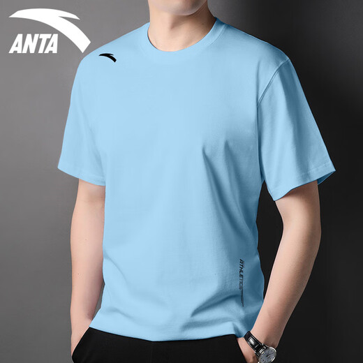 Anta quick-drying T-shirt short-sleeved men's thin style 2025 summer new ice silk quick-drying clothes round neck half-sleeved running fitness clothing 7114-8 Wing spread blue L (175)
