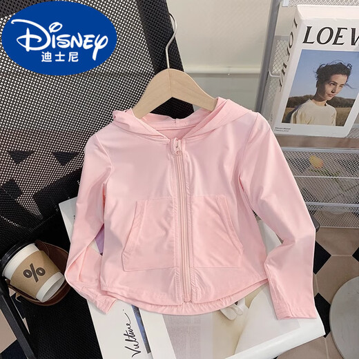 Disney Girls' Sun Protection Clothing Summer Thin 2025 New Children's Ice Silk Hooded Sun Protection Jacket Baby Summer Skin Clothing White Sun Protection Clothing 110 Recommended height 100cm