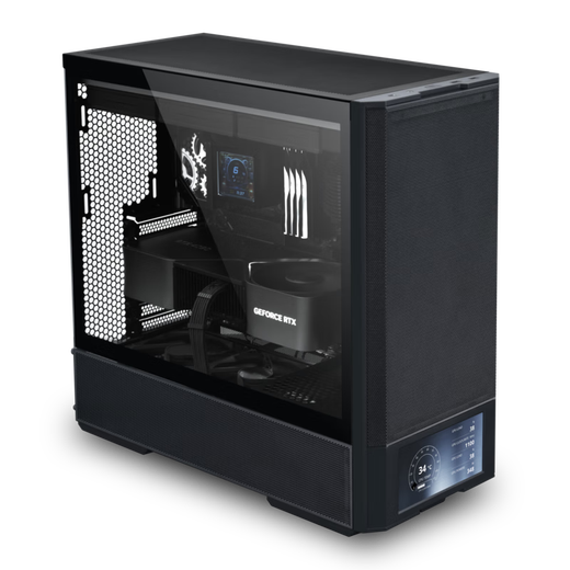 LIANLI联力鬼斧207D屏显版电脑机箱 黑色 ATX/玻璃侧透/支持360水冷/预置4把风扇/6吋LCD屏