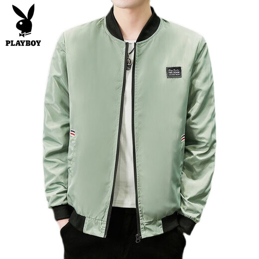 Playboy (PLAYBOY) 2025 Spring and Autumn New Jacket Jacket Men's Casual Outdoor Gown Stand Collar Trench Coat Simple Baseball Uniform Top 686 Jacket [Green] 2XL [Suggested 120-135Jin [Jin equals about 0.5 kg]]