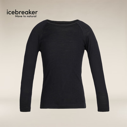 Icebreaker100% pure merino wool children's 200Oasis long-sleeved outdoor sports base layer ski functional underwear black-top (universal for boys and girls)-104501001 14