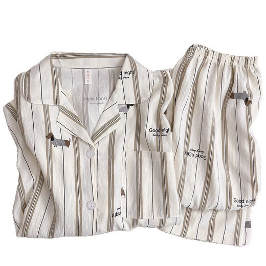 Rongxitu (Rongxitu) Koreanisch gestreifter Cartoon Cloud Cotton Pyjamas zweiteilige Set für Outdoor-Kleidung 826# vertikaler Dachshund Hund 175 l