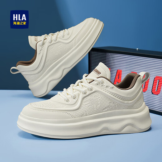 HaiLan Home (HLA) men's shoes summer 2025 new casual board shoes anti-odor and breathable white shoes lightweight non-slip high-rise shoes men's white-breathable punching 42