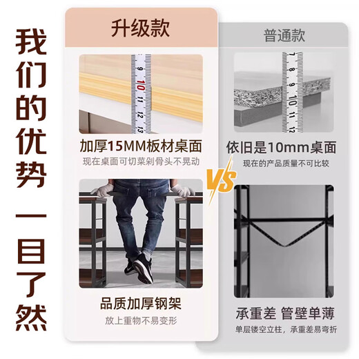 全品屋厨房置物架落地多功能切菜桌子多层餐边锅具置物收纳柜橱柜窄825