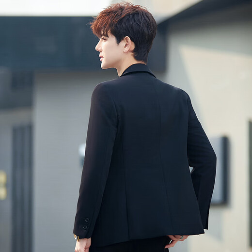 ROMON men's casual suit suit men's business casual Korean style slim and handsome double-breasted trendy groom's wedding suit coffee color single suit XL recommended 120-130Jin Jin equals 0.5 kg