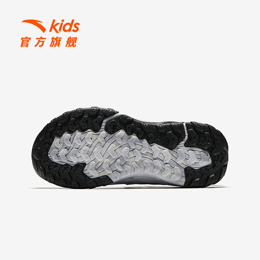 ANTA (ANTA) children's sandals, boys' shoes, 2026 spring new breathable Velcro shark toe outdoor beach shoes black/silver-1 37